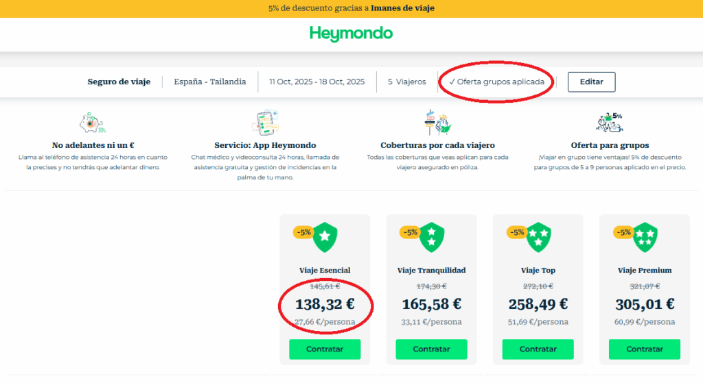 descuento heymondo grupos 5