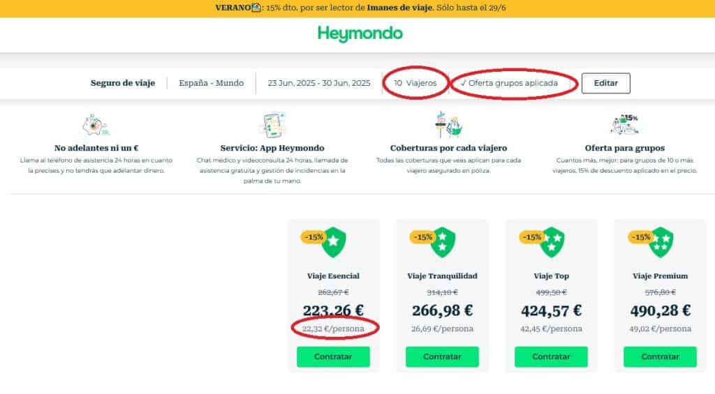 heymondo descuento grupo